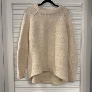 Free People Cream Oversized Crew Neck Sweater